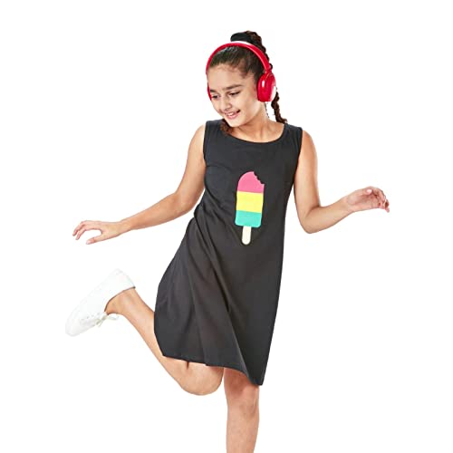 Image of YouGotPlanB 100% Cotton Printed Above Knee Length Dress for Girls