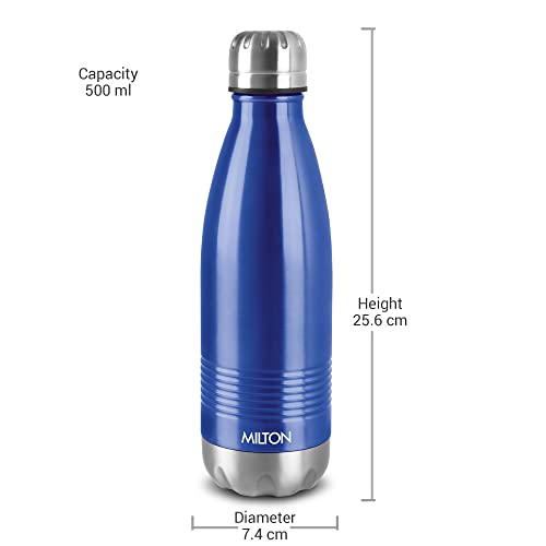 Image of Milton Duo DLX 500 Thermosteel Water Bottle 500 ml, 24 Hr Hot and Cold I Leak Proof Lid, ISI Certified I Vacuum Insulated I for Office, Gym, School I Blue
