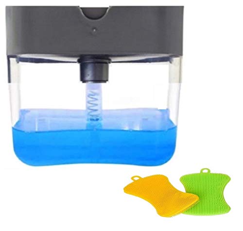 Dish Soap Dispenser for Kitchen - Soap Dispenser for Kitchen Sink â€“ Kitchen Soap Dispenser with 2 Silicone Dishwashing Kitchen Sponges, Kitchen Soap Dispenser with Sponge Holder for Kitchen Counter