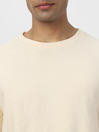 Image of Urbano Fashion Men's Textured Round Neck Oversized Full Sleeve Cotton T-Shirt