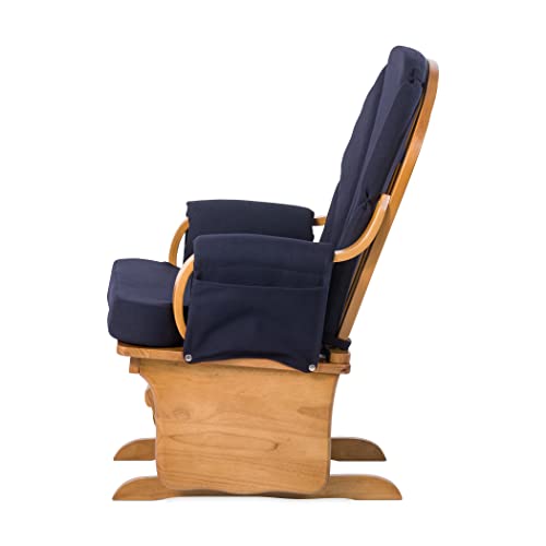 Foundations-Lullaby-Wood-Base-Glider-Rocker-Baby-Feeding-and-Rocking-Chair-for-Daycare-Environment-Nursery-Chairs-with-Padded-Foam-Arm-Rests-NaturalBlue Foundations Lullaby Wood Base Glider Rocker Baby Feeding and Rocking Chair for Daycare Environment Nursery Chairs with Padded Foam Arm Rests NaturalBlue