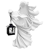 Hell Messenger with Lantern, Outdoor Witch Ghoul Lamp, The Ghost Looking for Light Statue, Halloween Resin Witch Staute Garden Light for Home Yard Patio Lawn Decoration Halloween Best Gifts (White)