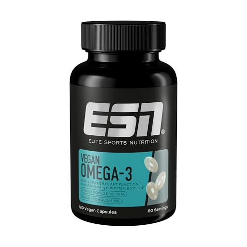 ESN Omega-3 Vegan 120 Vegane Kapseln Hochdosiertes Algenöl 216 mg EPA & 432 mg DHA pro Portion