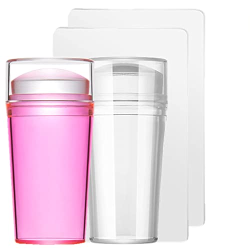 WOOXDYUK 2 sellos de gel para uñas de silicona transparente, punta francesa, herramientas de arte de uñas DIY con impresión de raspador, juego de sellos Cover