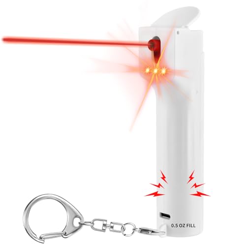 3-in-1 Personal Safety Alarm with Pepper Spray Gel for Women Self Defense Keychain, Defence Protection Tools, Refillable Cartridge, Extremely Loud 140dB Whistle, Led Flash Light, Safe Gifts for Teens