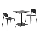 Style bistrot sweeek - Table de Jardin bistrot carré Acier + 2 assises 70 cm Anthracite - Orea + Liva