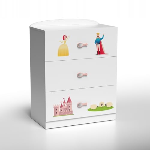 PLASTIKO - Commode pour enfant princesses, rangement féerique, 90 cm de large, rose, 45 x 90 x 110 cm