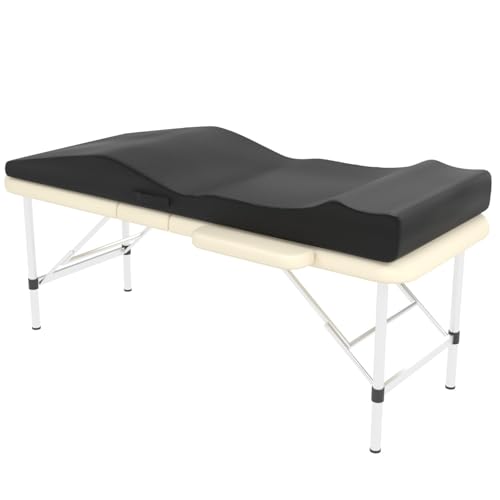 ENITYA Lash Bed Topper Ergonomic Curvy Massage Table Foam Topper Non-Slip Esthetician Bed Cushion with Removable Cover for Beauty Salon Wax/Eyelash/Spa/Tattoo/Facial 7127.5(Black)