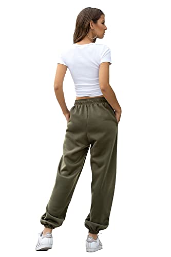 Image of Women's Cinch Bottom Sweatpants Pockets High Waist Sporty Gym Athletic Fit Jogger Pants Lounge Trousers