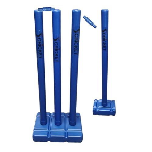 Cricket Best Buy CBB Stumps for Cricket - Blue Wicket with Target Stump Set, Cricket Stumps with a Base of Plastic, Cricket wickets with Multi Surface Placement