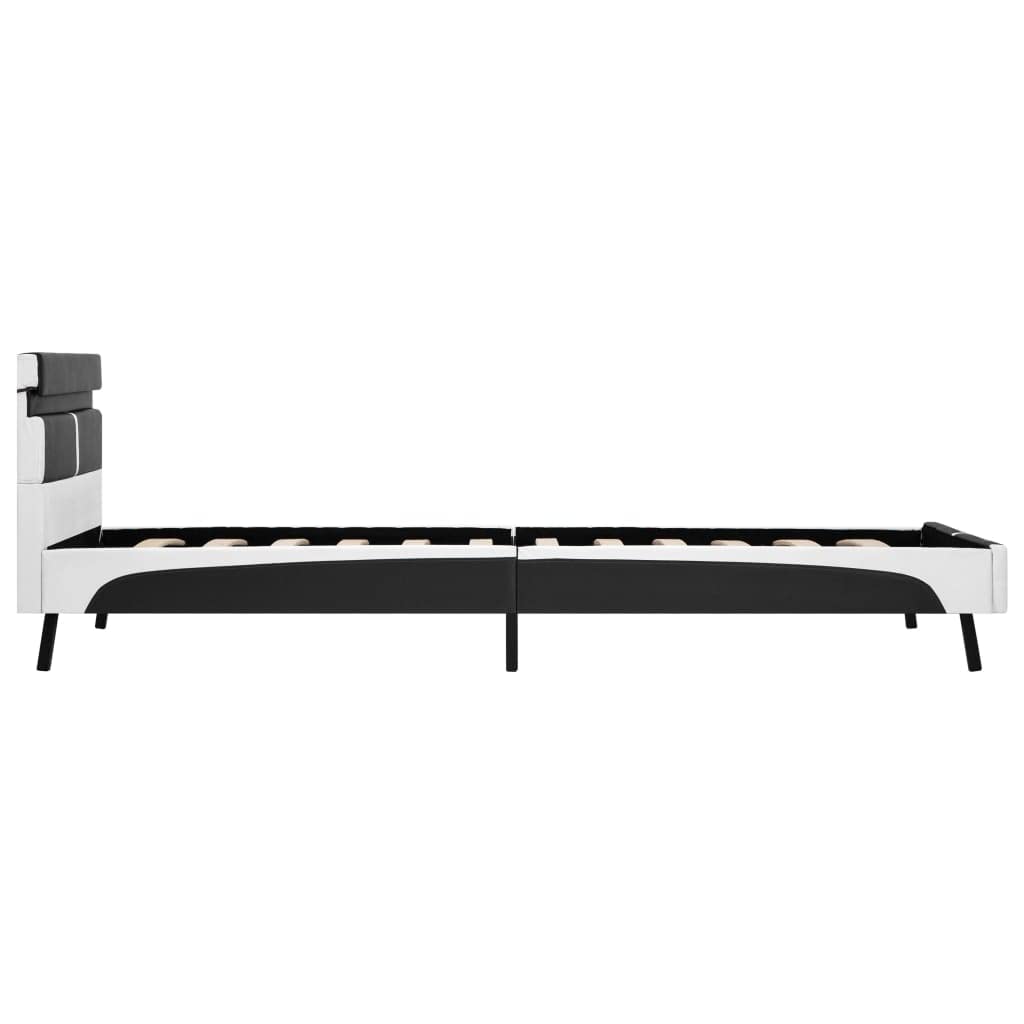 vidaXL Estructura de Cama con LED Casa Hogar Decoración Diseño Estilo Habitación Dormitorio Descanso Reposo Colchón 90x200 cm Cuero Sintético Gris