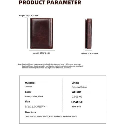 Genuine Leather Wallet Trifold Slim RFID Blocking Large Capacity Multi Card Slots Ultra Thin Easy Carry Front Pocket for Men (Black)3