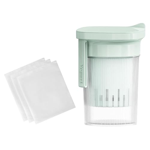 PETSOLA Colador de Yogur Griego, Tarro para Yogur Seco, Colador con Tapa, Utensilio de Cocina, Filtro de Leche para Té, Leche, Queso, Zumo, Sec, Verde, Individual