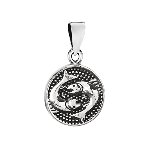 NKlaus 14,7mm Kettenanhänger Fische 925 Silber Horoskop Sternzeichen Zodiak Anhänger 3873