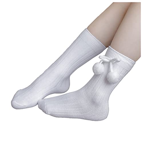 Newborn Infant Non-Slip Socks Princess Socks Baby Girl Knee-High Socks Toddlers Bow Stockings 0-4 Years (White-01, 2-4 Years)3
