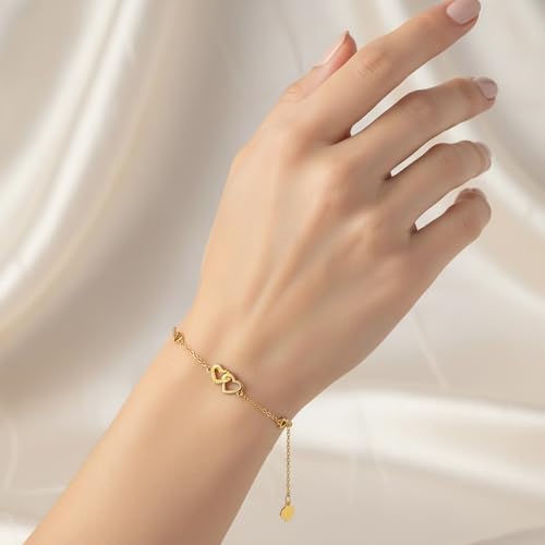 Image of 14K Real Gold Heart /Corss Ankle Bracelet for Women Yellow Gold Anklet Love Ankle Bracelet Anniversary Jewelry for Wife Birthday Gifts for Her 8''-10''