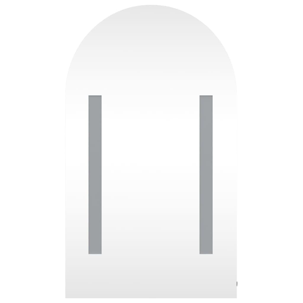 Armoire de toilette avec éclairage LED bombée 42 x 13 x 70 cm - En bois - Blanc - Montage mural - Pour salle de bain et WC d'invités - Avec étagères et port USB