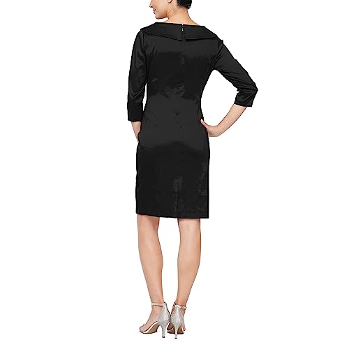 Image of Alex Evenings Women's Short Taffeta Portrait Collar Dress (Missy Petite Plus)