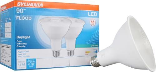 Image of Sylvania LED Flood PAR38 Light Bulb, 90W Equivalent, Efficient 13W, 10 Year, 1175 Lumens, Medium Base, Dimmable, 5000K, Daylight - (79736), 2 Count (Pack of 6)
