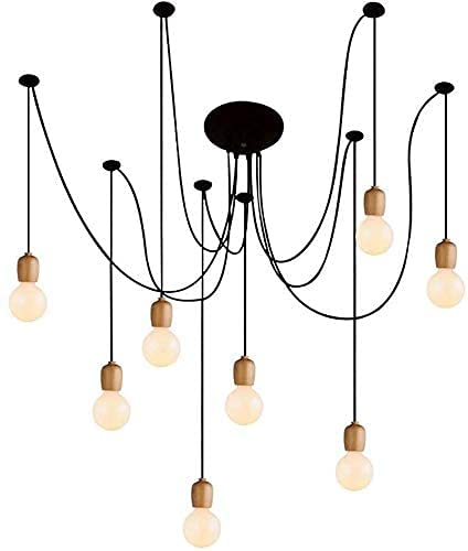 Lustre 8 lumières en acier inoxydable au design moderne et finition nickel