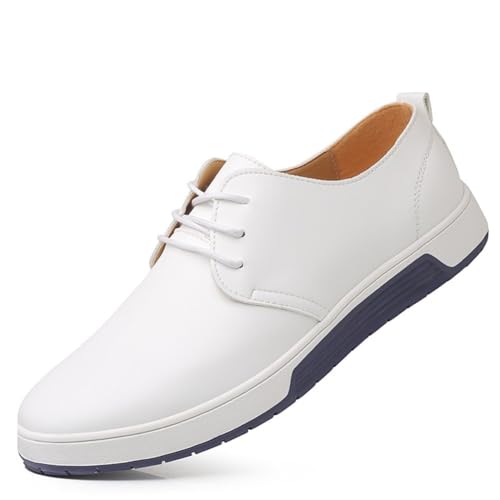 Image of konhill Men's Casual Oxford Shoes - Breathable Dress Shoes Loafers Lace-up Flat Sneakers