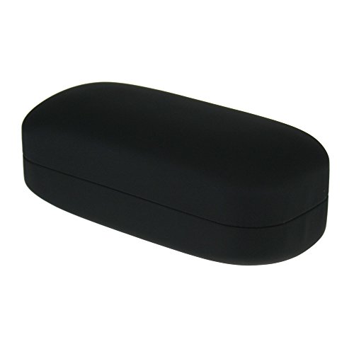 All Black Leather Pill Shape Clam Shell Eyewear Hard Case