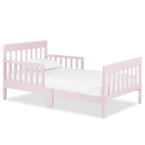 Dream On Me Finn Toddler Bed in Pink, Greenguard Gold and JPMA Certified, Non-Toxic Finish, Made of Sustainable New Zealand Pinewood, Low-to-Floor Design with Safety Guard Rails