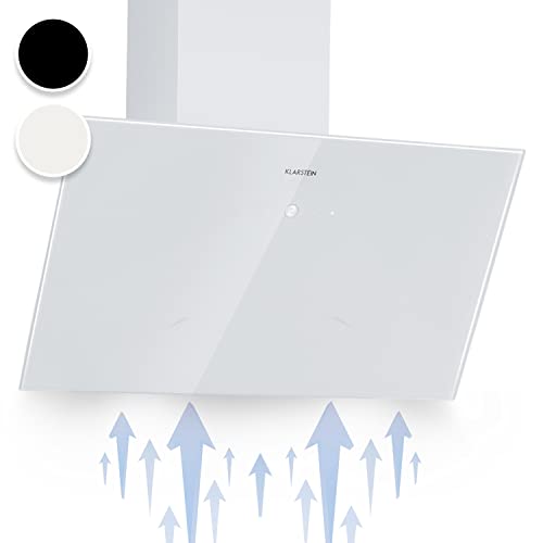 Klarstein Hotte Aspirante 60cm, Hottes de Cuisine Inclinées, Filtre de Hotte en Aluminium, Débit d'Air Puissant 347m³/h, LED, Ecran Tactile, Extracteur d'Air Silencieux, Hotte Efficace avec Evacuation