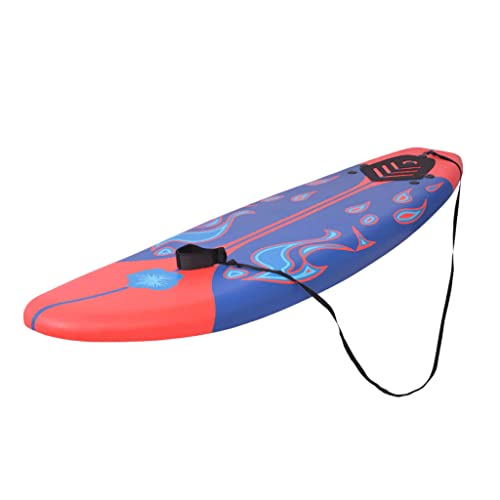 vidaXL Tabla de surf, tabla de surf de espuma con aletas extraíbles, tabla de surf para principiantes con almohadilla de tracción, tabla larga para adultos y niños, azul y rojo