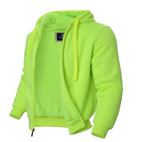 Image of LeeHanTon Men Fleece Jacket Lightweight Sherpa Fleece Jackets Zip Up Hoodie Lined Sweatshirt Coat with Pockets
