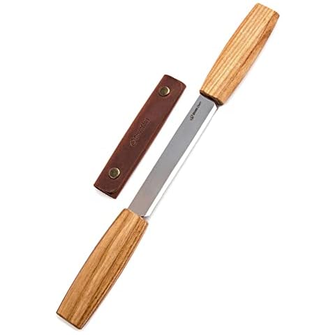 BeaverCraft Zugmesser mit Lederscheide Holzbearbeitungswerkzeug 10cm Ziehmesser Holzschnitzwerkzeug Ziehmesser Schäleisen Schnitzwerkzeuge zur Entrindung Cover