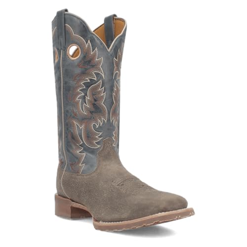 Laredo Mens Summit Square Toe Embroidered Pull On Casual Boots Mid Calf - Grey