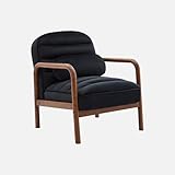 fauteuil scandinave vintage ebay Assise et dossier bombés sweeek - Fauteuil scandinave Bois d\'hévéa teinté Noyer et Tissu Velours Noir