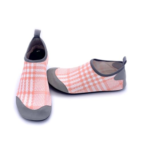 AUXDIQ Simskor badskor, vattenskor, strandskor, barfotaskor, snabbtorkande för kvinnor och män, Rosa pläd, 38/39 EU