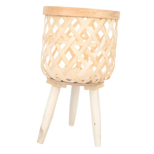 Support pour pots de fleurs d'intérieur tressé en panier bambou