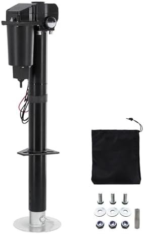 Carpartsinnovate 12V 3500Lbs Electric Power Lift Tongue Jack For Camper RV Trailer – Adjustable