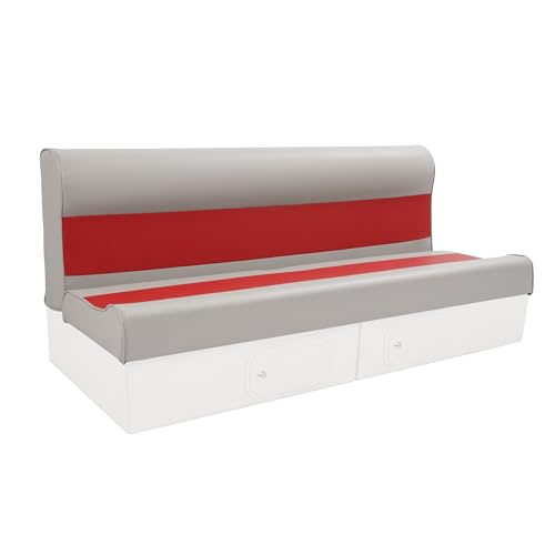 ALMULOO 8WD106-1904 Deluxe Series 55 Pontoon Bench Seat Bottom+ Backrest Compatible with 8WD95-1B-221 Deluxe Series Pontoon Seat Bases Plastic Gray+Red