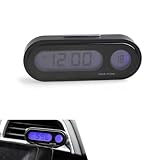 yorpyep Car Clock, Glow-in-The-Dark HD LED Screen Clock with Fixing Base, 12/24 Hours Switching Temperature Display Design, Multi-Function Self-Adjustable No View Blocking Dashboard Watch (Black)