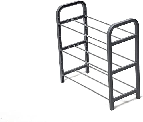 Zapatero de plástico negro con tres capas para dormitorio 4