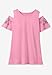 Woman Within Plus Size Short-Sleeve Cold-Shoulder Tee - 26/28, Delicate Pink Rose Embroidery