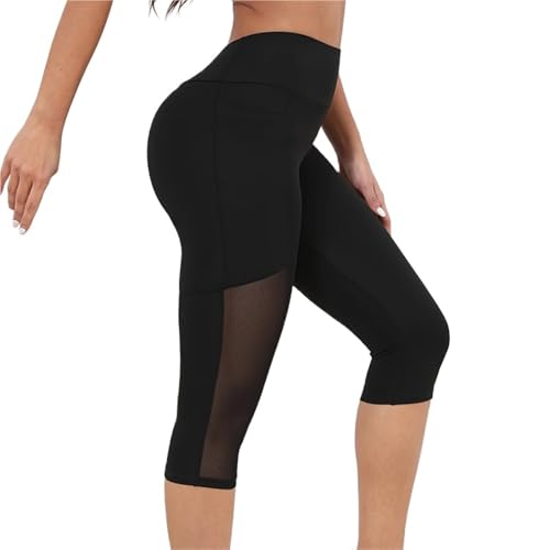 Pantalones de yoga con bolsillos y malla elástica moldeadora