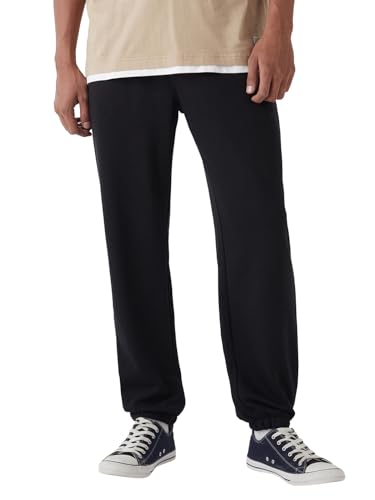 Image of Bewakoof Men's Solid Oversized Fit Cotton Poly Joggers