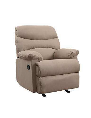 Acme Arcadia Recliner - -Adjustable Lumbar, Light Brown Microfiber #TOP20