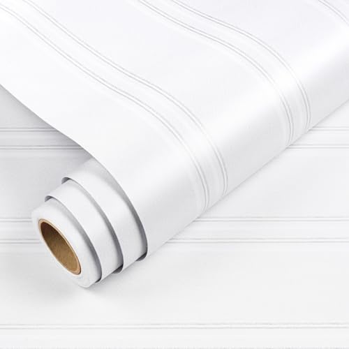 Top 10 Picks for the Best Beadboard for Bathroom Spaces 5 YENHOME Faux Beadboard Wallpaper Peel and Stick White Grey Beadboard Wallpaper for Bathroom Ceiling Removable Wainscoting Peel and Stick Wall Paper No Textured Contact Paper for Cabinets 17.5'X118'