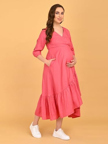 Image of The Mom Store Maternity and Nursing Wrap Dress for New Mom | Pre and Post Pregnancy Wear for Womens | Trendy Stylish Printed Friendly Dresses for Women | Comfortable