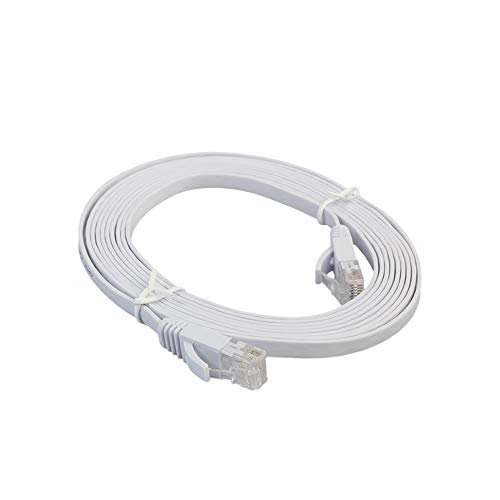 Preisvergleich Produktbild Tellaboull Flat Ethernet Netzwerk LAN Kabel Hochgeschwindigkeitsübertragung Laptop Ethernet Kabel Patchkabel für Home Office - Weiß - 1m
