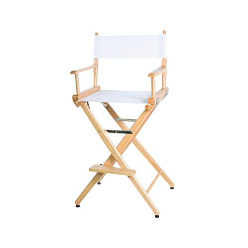 Filmcraft Tall Director's Chair (White Canvas, Natural Frame)