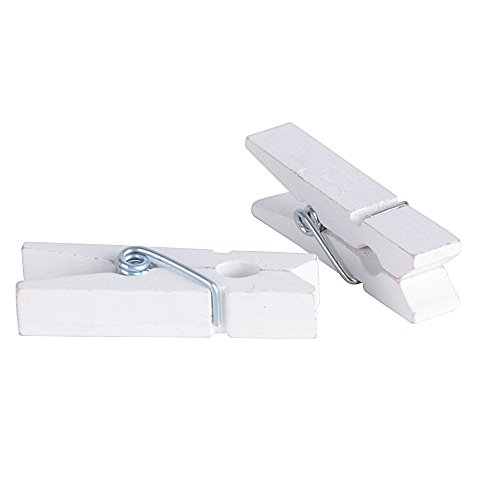 AONER (3.5 * 0.7cm) 100pcs Mini Clips Photo en Bois Blanc Pinces à Linge Clothespin Epingle pour DIY Décoration