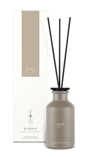ipuro - Classic Raumduft Cachemire - 240ml | Raumerfrischer zarter Rose & würziger Johannisbeere über Zedernholz & Amber, Duft | Diffuser mit Stäbchen | Lufterfrischer für die Wohnung