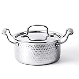 Boryenty Tri-Ply Stainless Steel Stock Pot,1.8 Quart Sauce Pan with Lid, Induction Pasta Pot Compatible with All Cooktops, Small Cooking Pot for Boiling Gravies, Pasta, Soup, Oven & Dishwasher Safe